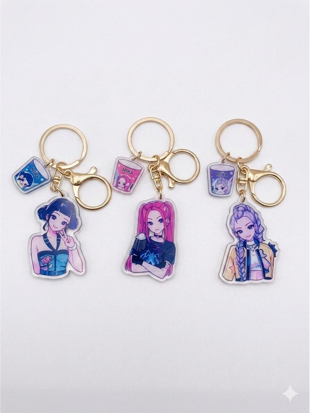 K-Pop Demon Hunter Acrylic Keychain Charm Set – Cute Anime Style Bag Accessory